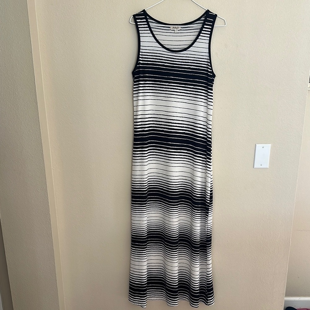 Magic Black and White Striped Maxi Dress